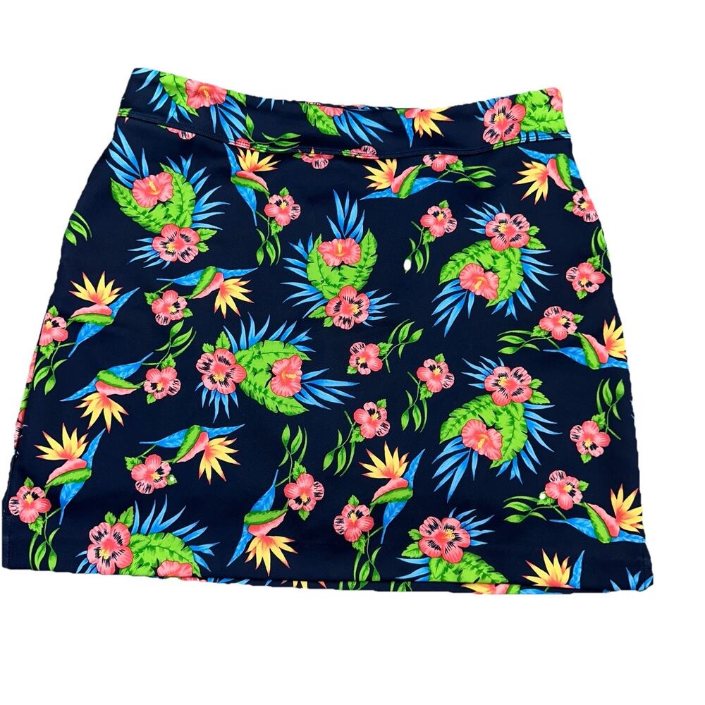Greg Norman Floral Skort L Blue Golf Tennis Pickleball Athletic Womens Blue